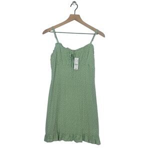 NEW PacSun LA Hearts Mini Dress Women's Size XS Green Tie Front Summer Beach